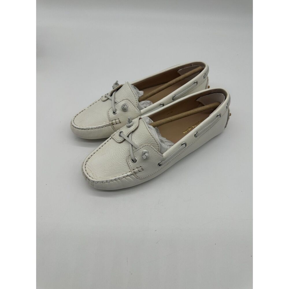 Veronica Beard Jia Boater Loafer Sz 7 M Upper Leather Coconut White NWT - Picture 10 of 10